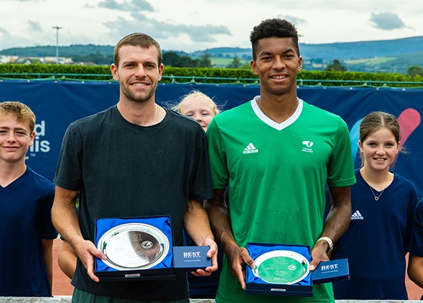Alastair Gray and Michael Agwi with their 2025 Irish Open trophies
