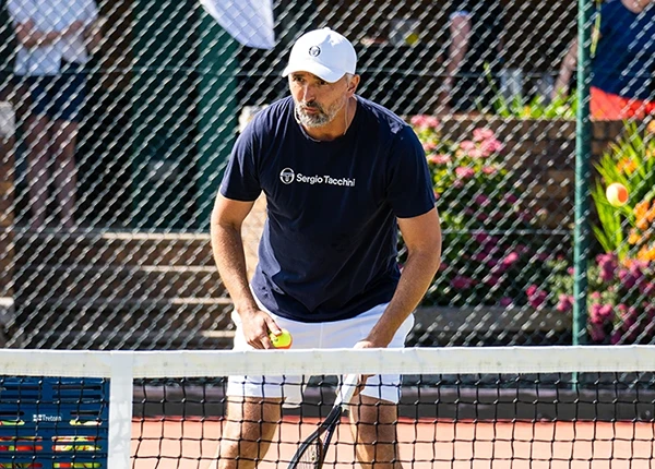 Goran Ivanisevic pulls a face at Templeogue Tennis Club