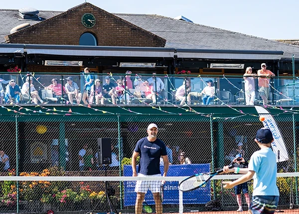 Goran Ivanisevic before the Templeogue Tennis clubhouse