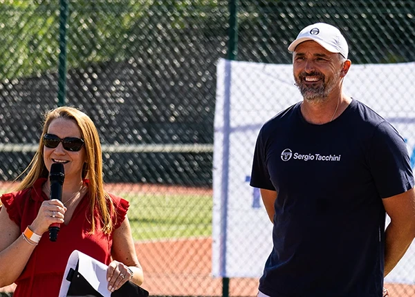 Goran Ivanisevic smiles as he is introduced to the crowd