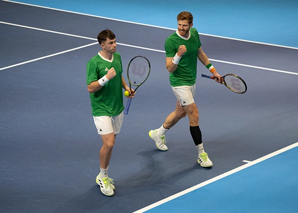 Conor Gannon and David O'Hare during the Davis Cup tie between Ireland and Austria