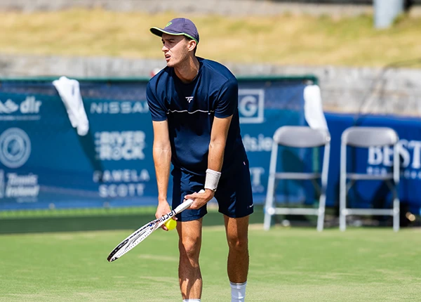 Filip Pieczonka serving at the 2024 Irish Open