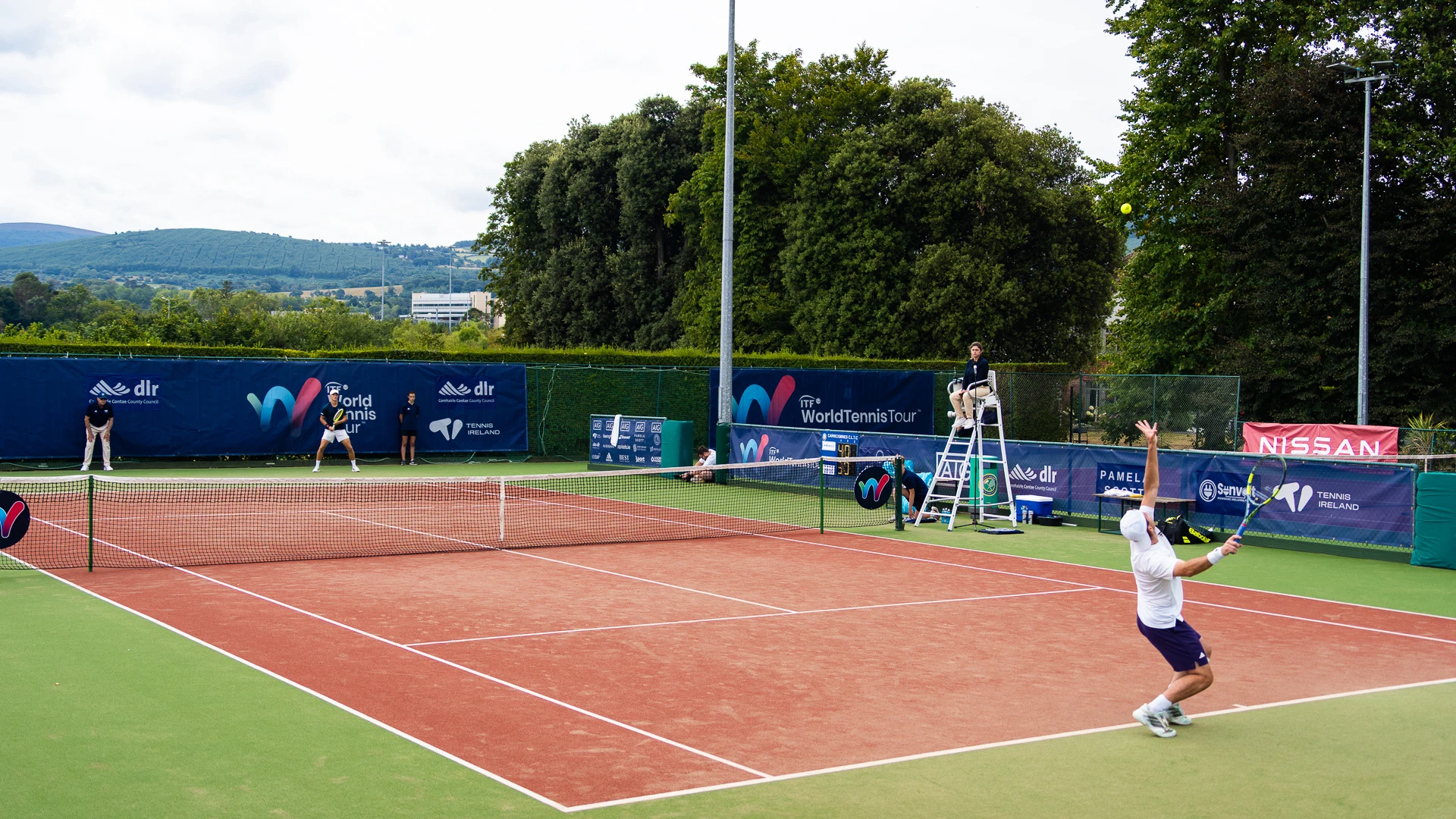 Conor Gannon serves at the 2026 DLR Irish Open final