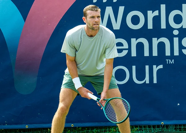 Alastair Gray returns a serve at the 2025 Irish Open