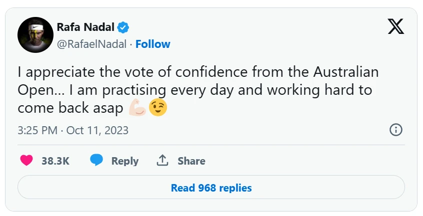 Rafael Nadal tweet