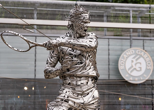 Rafael Nadal's statue at Roland Garros