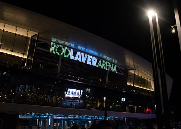 Rod Laver Arena at night