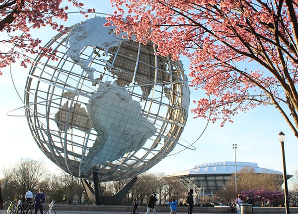 Unisphere with Arthur Ashe Stadium behind