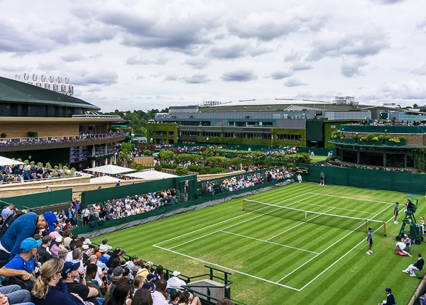 The view across the Wimbledon grounds to Centre Court